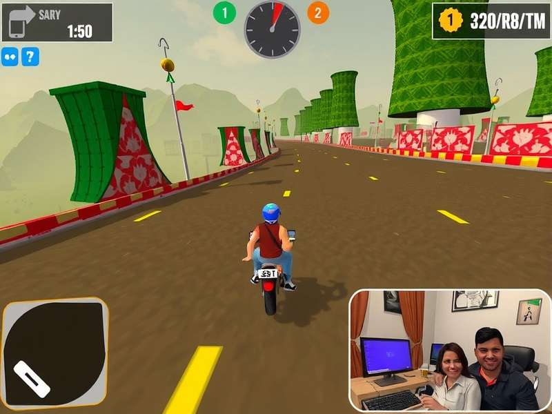 Sari Sprint Ace gameplay screenshot showing Indian-themed racing environment